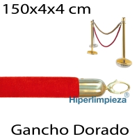 Cordón terciopelo y anilla dorada 150x4x4 cm rojo