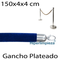 Cordón terciopelo y anilla plateada 150x4x4 cm azul