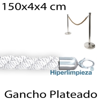 Cordón trenzado y anilla plateada 150x4x4 cm blanco