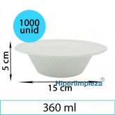 1000 bowls blancos caña azúcar 360ml 15x5cm