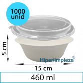 1000 bowls blancos caña azúcar con tapa 460ml 15x5cm