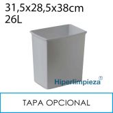 Cubeta alimentaria alta 26 litros 31,5x28,5x38cm plata