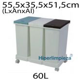 Cubo de reciclaje triple 60L